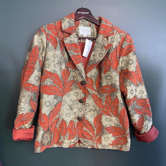 Epic vintage orange gold jacquard blazer - Picture 3 of 7